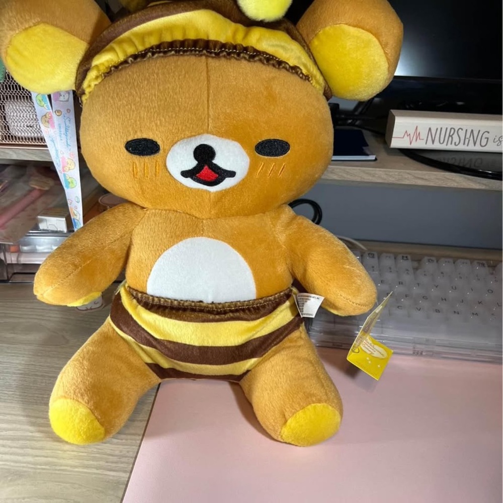 Cute Brown and Yellow Rilakkuma Bear bee Plush Toy
